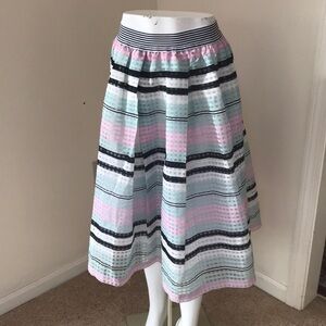 J.O.A medium green/ pink multi pleated skirt